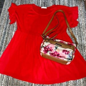 Women’s Red Ruffle-Sleeve Blouse (c2)